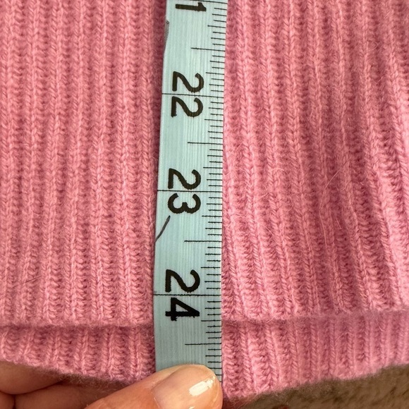 Ann Taylor Cashmere Red Pink Color Block Long Bell Sleeve Crewneck Sweater Top - Picture 8 of 8